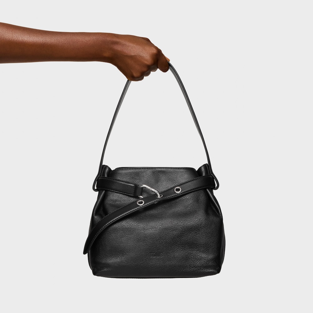 Sac &agrave; bandouli&egrave;re en cuir noir moyen TOUS Hold