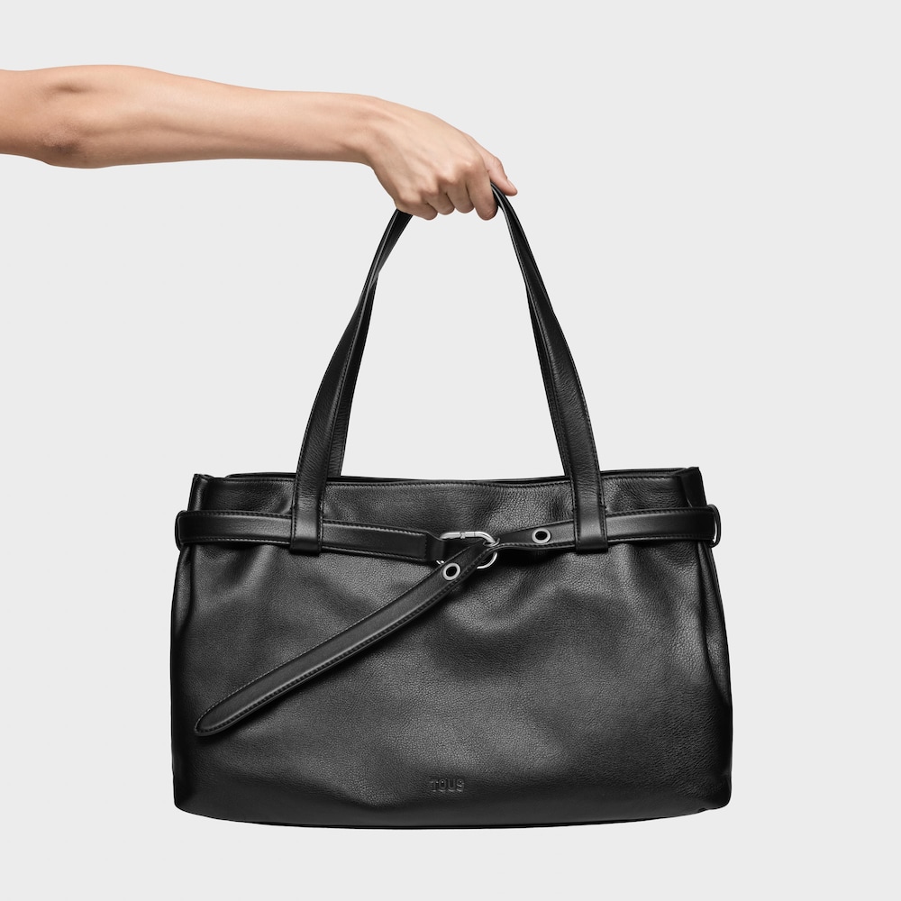 Shopper grande de piel negro TOUS Hold