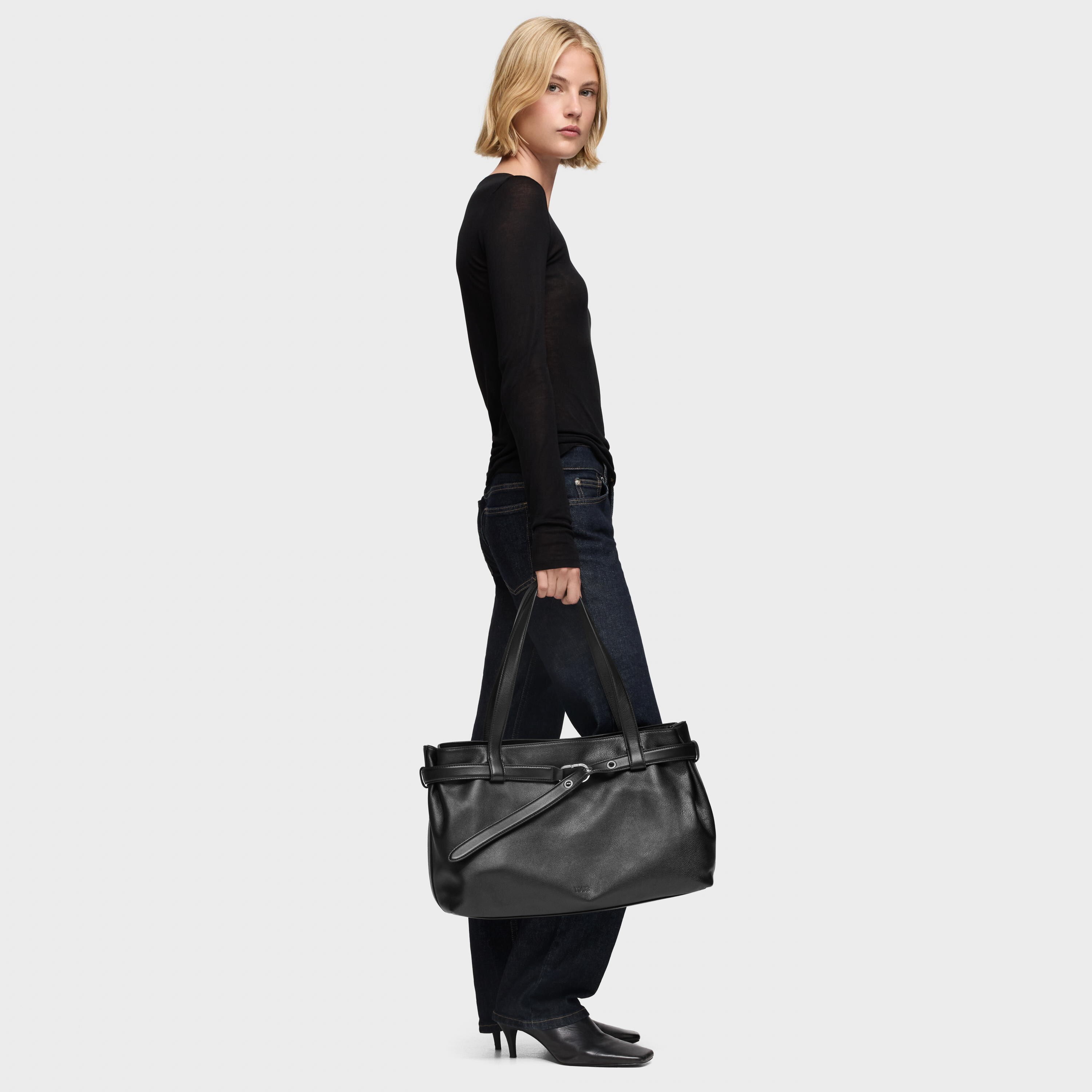 Large black leather Shopping bag TOUS Hold