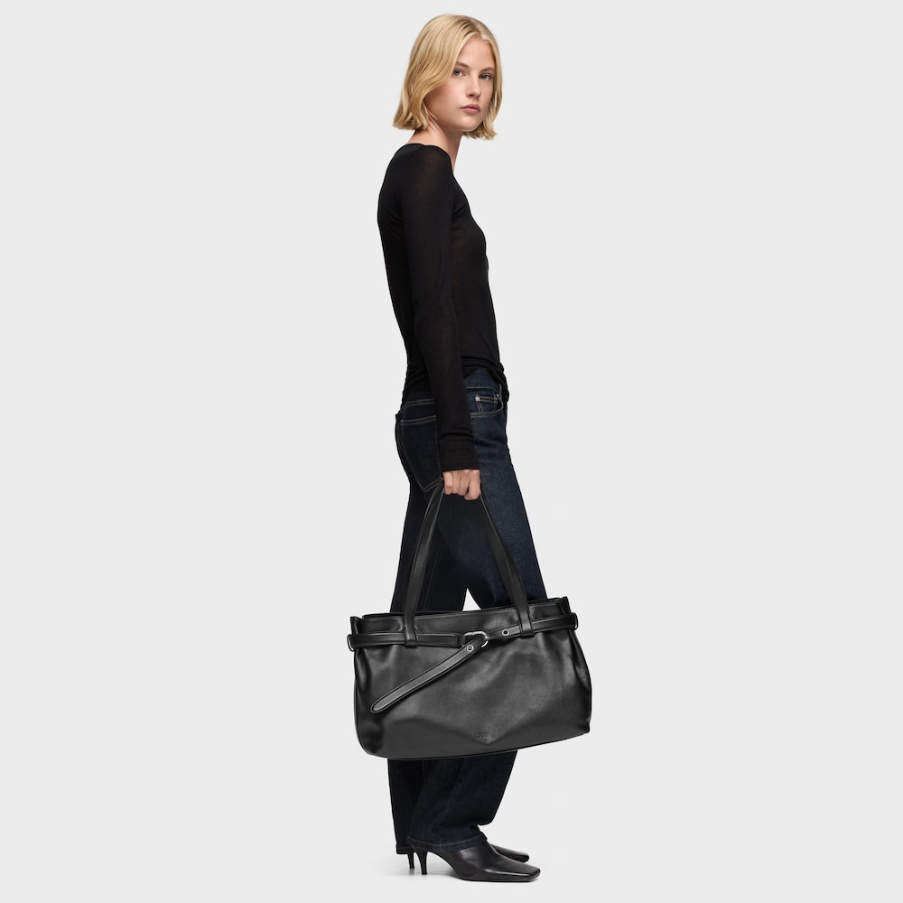 Shopper grande de piel negro TOUS Hold