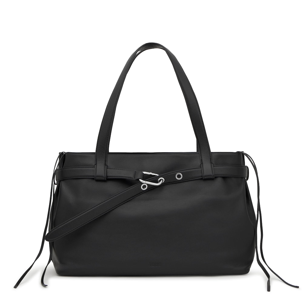Shopper grande de piel negro TOUS Hold