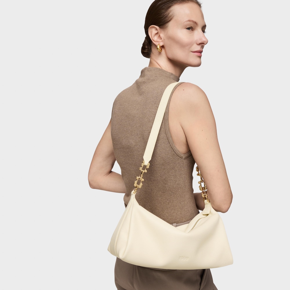 Sac &agrave; bandouli&egrave;re chain beige TOUS Fold