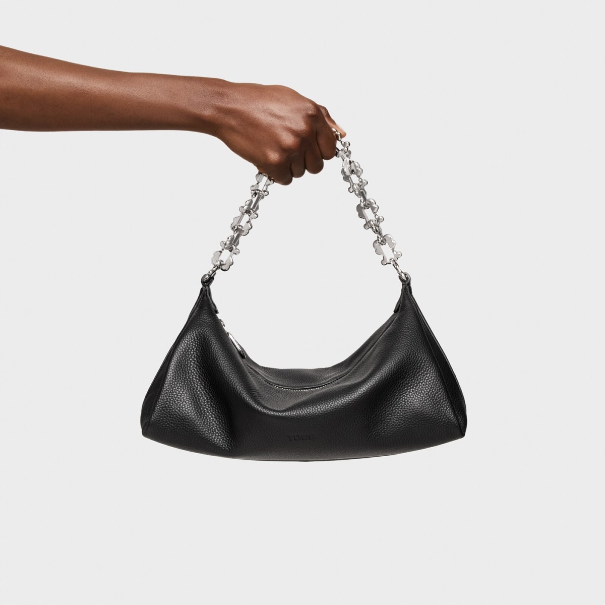 Tous - Bandolera Chain De Piel Negra Tous Fold - Negro