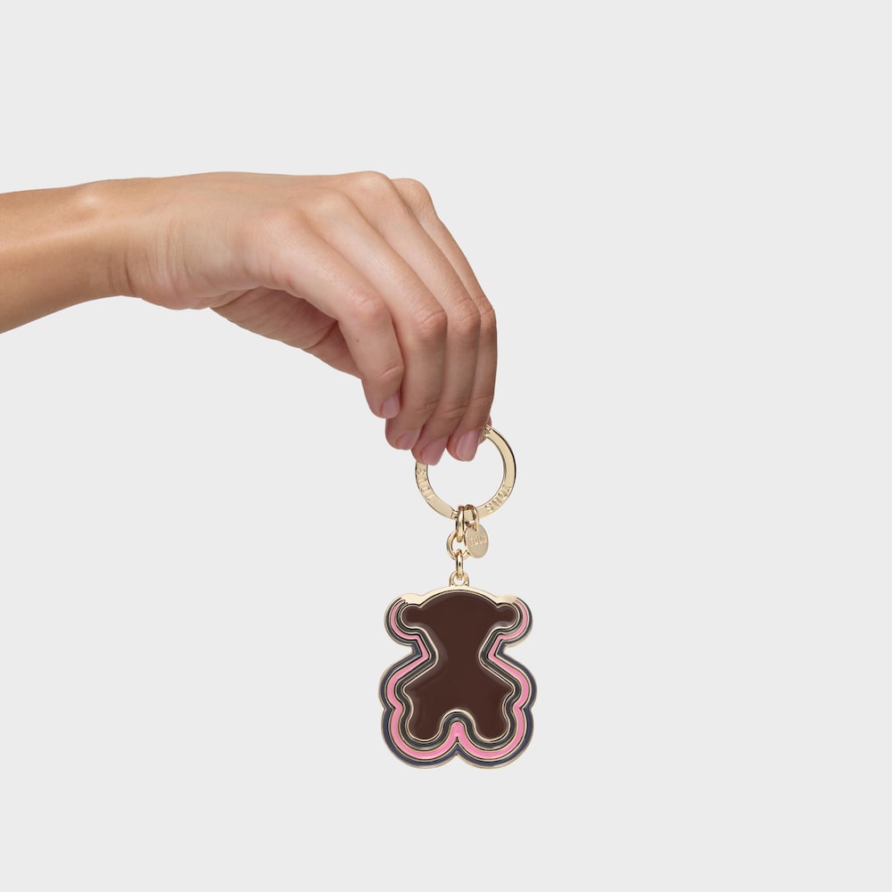 Llavero Bear Waves marr&oacute;n-dorado