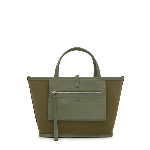 Capazo mediano reversible caqui TOUS Double Way Manifesto