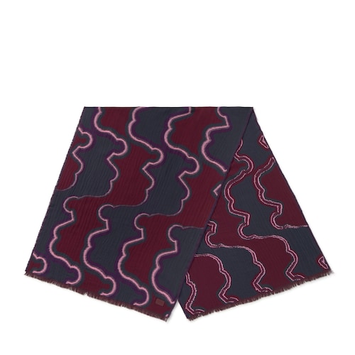 Dark gray and burgundy Muffler TOUS Bear Waves