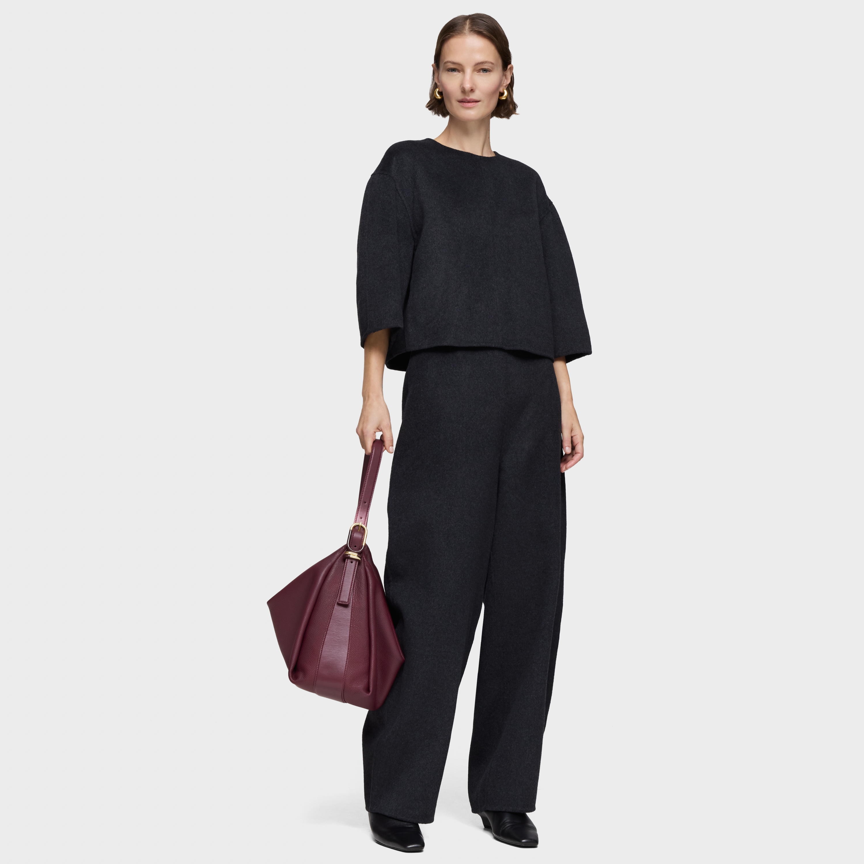 Burgundy Shoulder leather bag TOUS Fold | TOUS