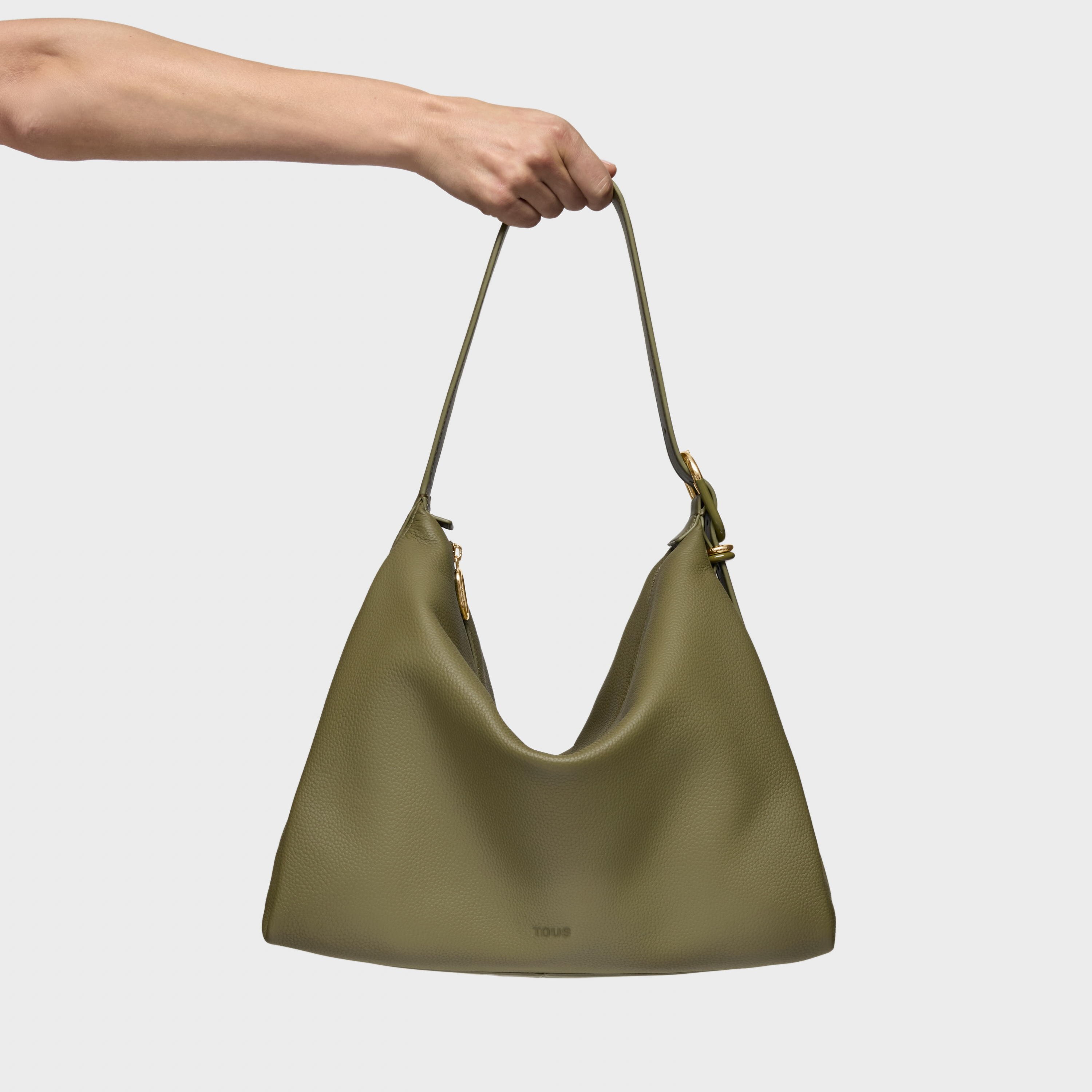 Olive green leather Shoulder bag TOUS Fold | TOUS