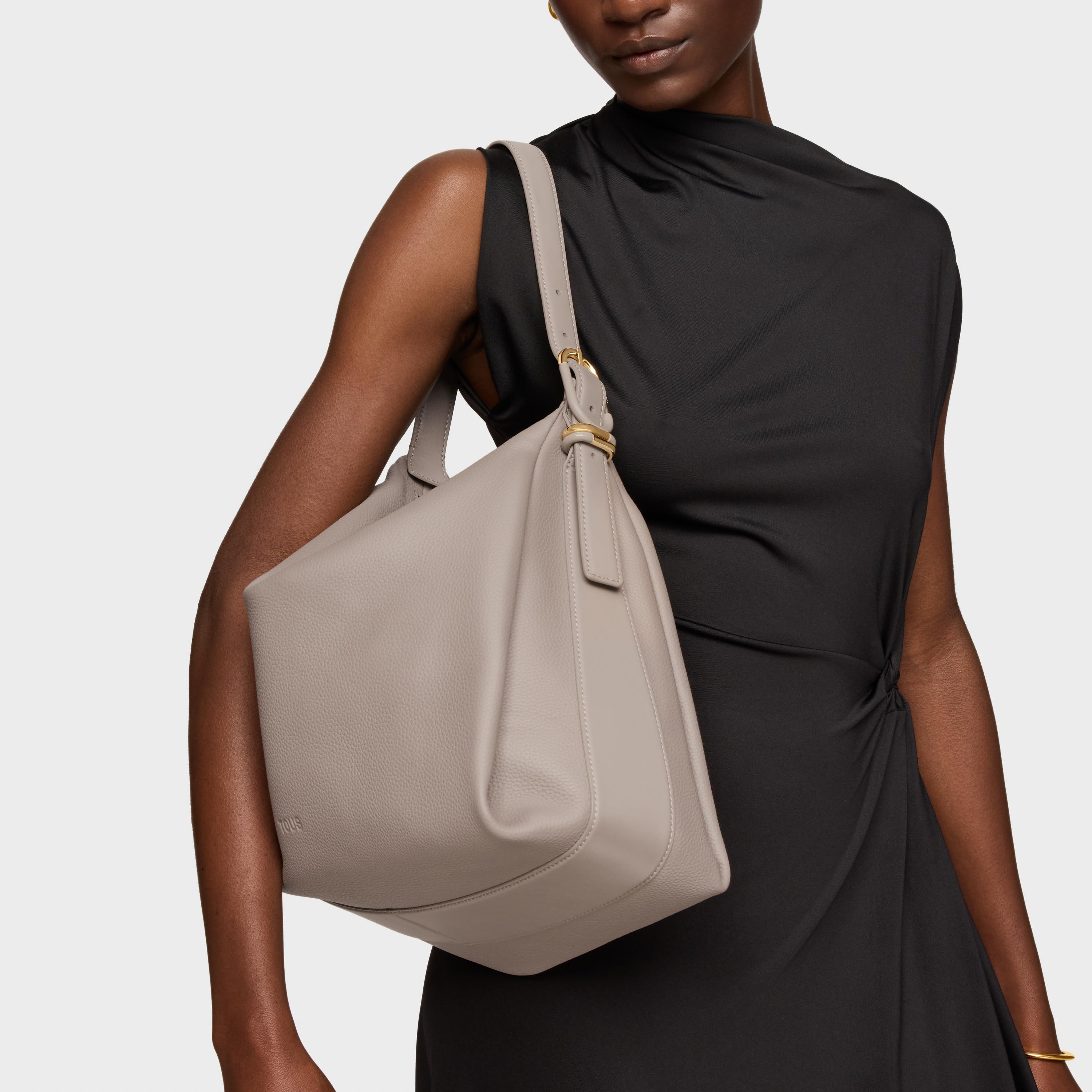 Taupe leather Shoulder bag TOUS Fold