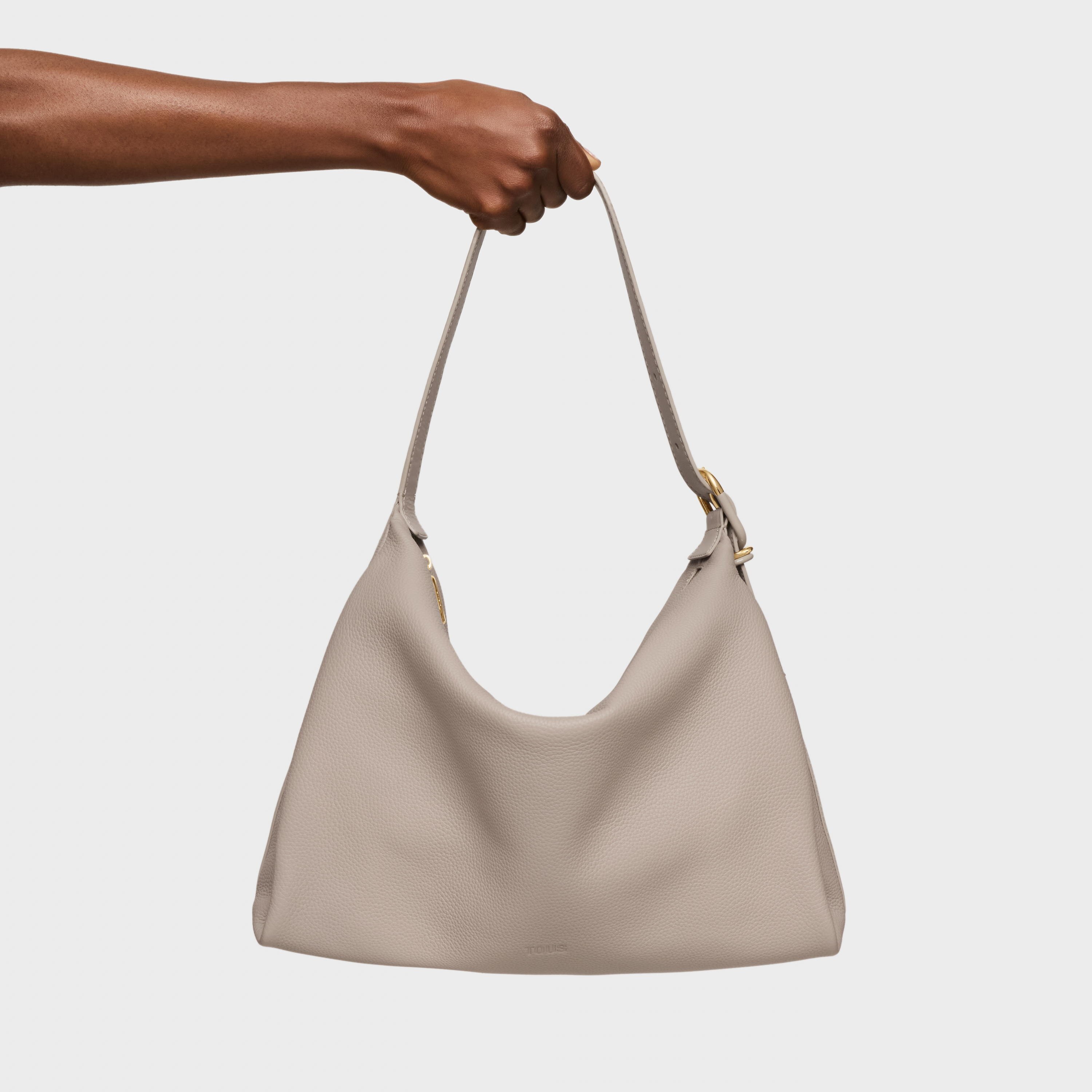 Taupe leather Shoulder bag TOUS Fold | TOUS
