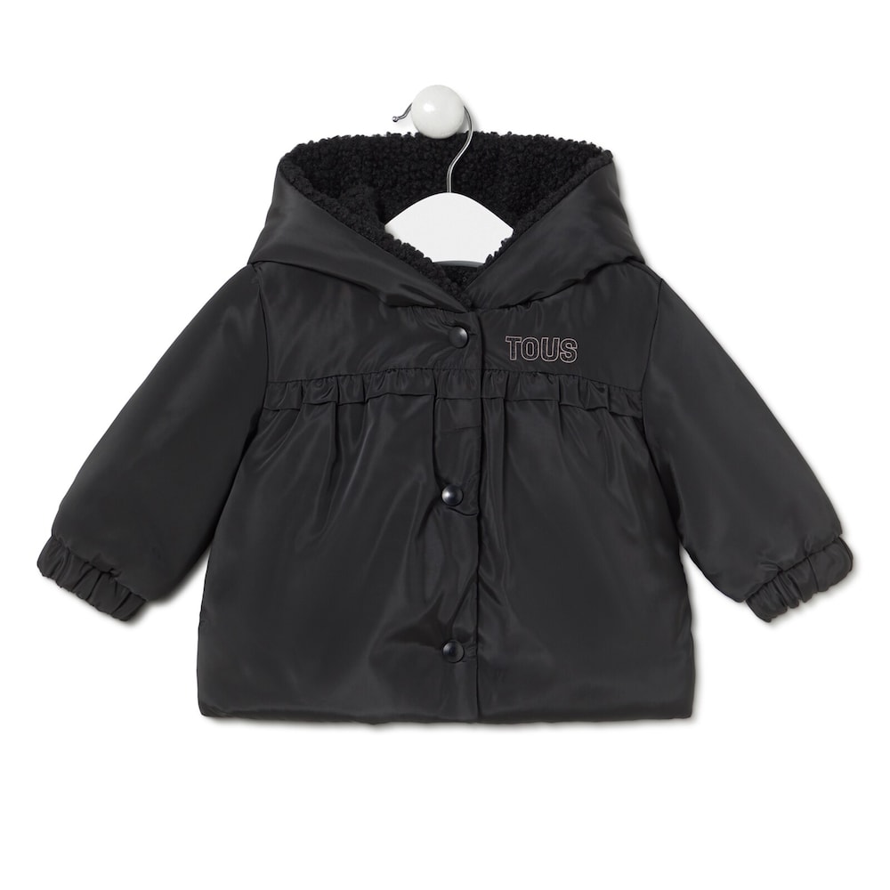 Hooded coat in Party black