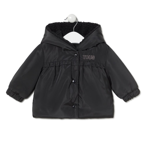 Hooded coat in Party black