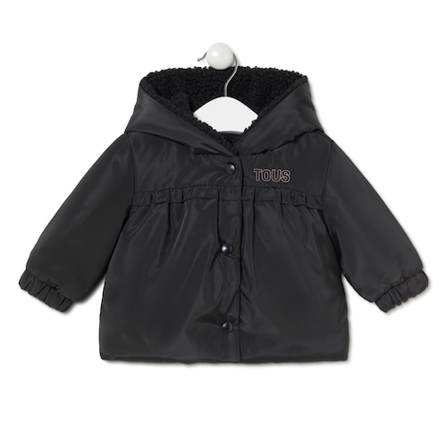 Abrigo con capucha Party negro