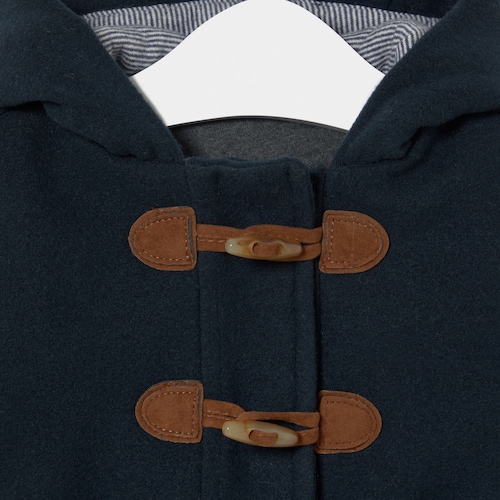 Corduroy coat with hood in Marine navy blue
