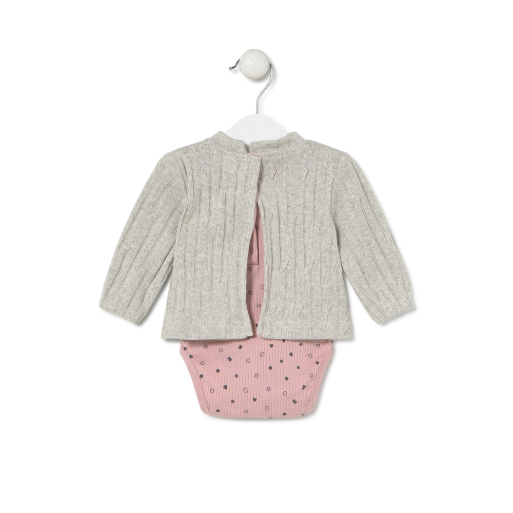 Baby bodysuit with t-shirt in Mini grey