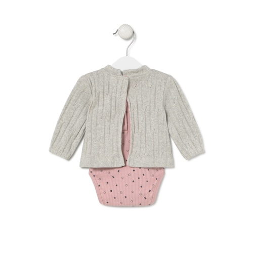 Baby bodysuit with t-shirt in Mini grey