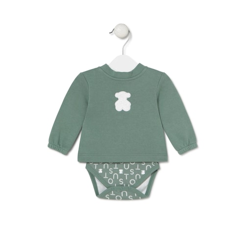Baby bodysuit with smock in Soft green image number 0