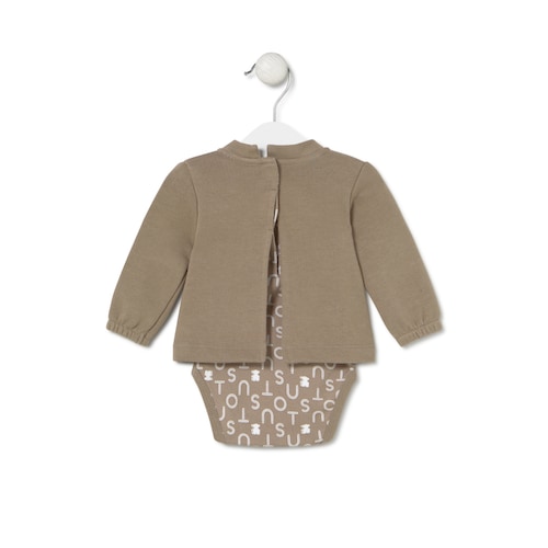 Baby bodysuit with smock in Soft beige