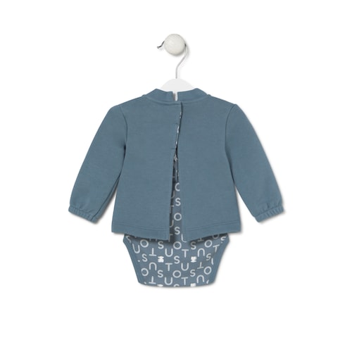 Baby bodysuit with smock in Soft navy blue