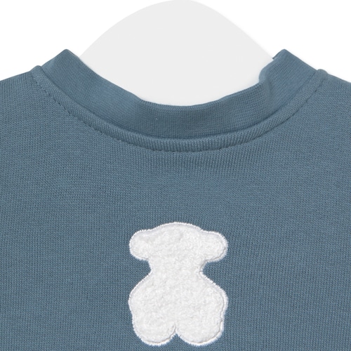 Baby bodysuit with smock in Soft navy blue