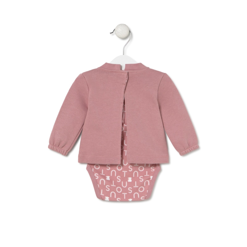 Body com blusa de beb&eacute; soft cor-de-rosa