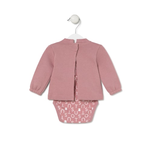 Baby bodysuit with smock in Soft pink