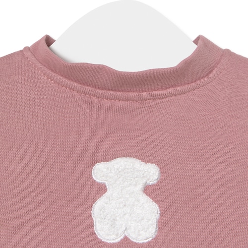 Baby bodysuit with smock in Soft pink