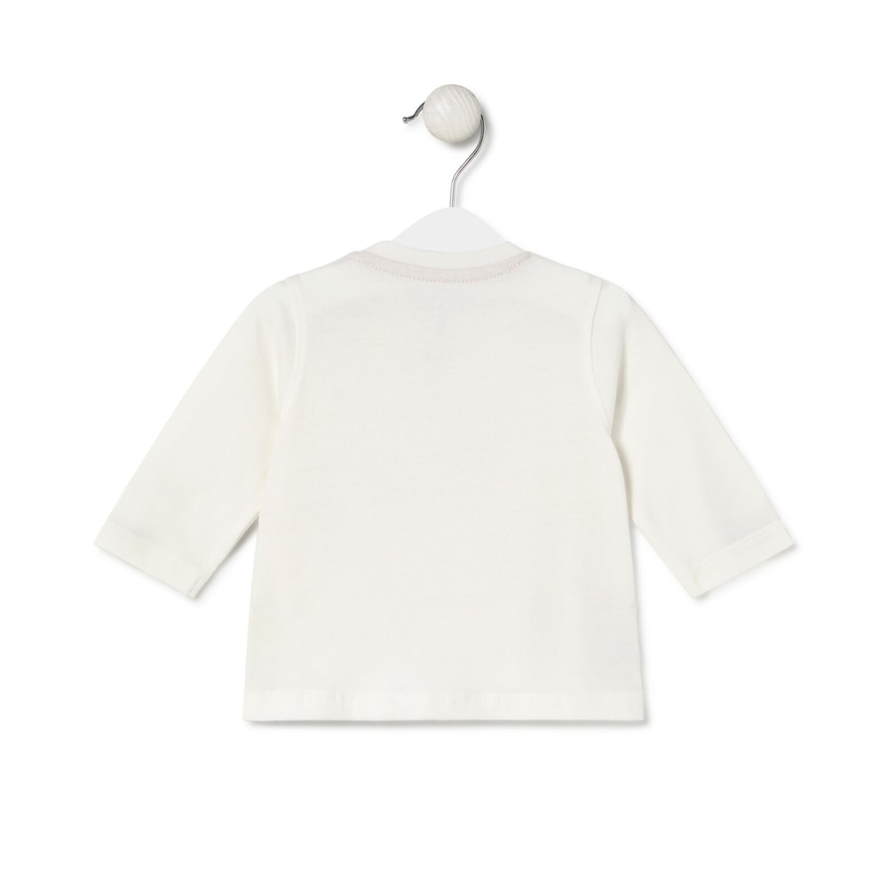 Camisola URSO e estrelinhas Casual cor crua