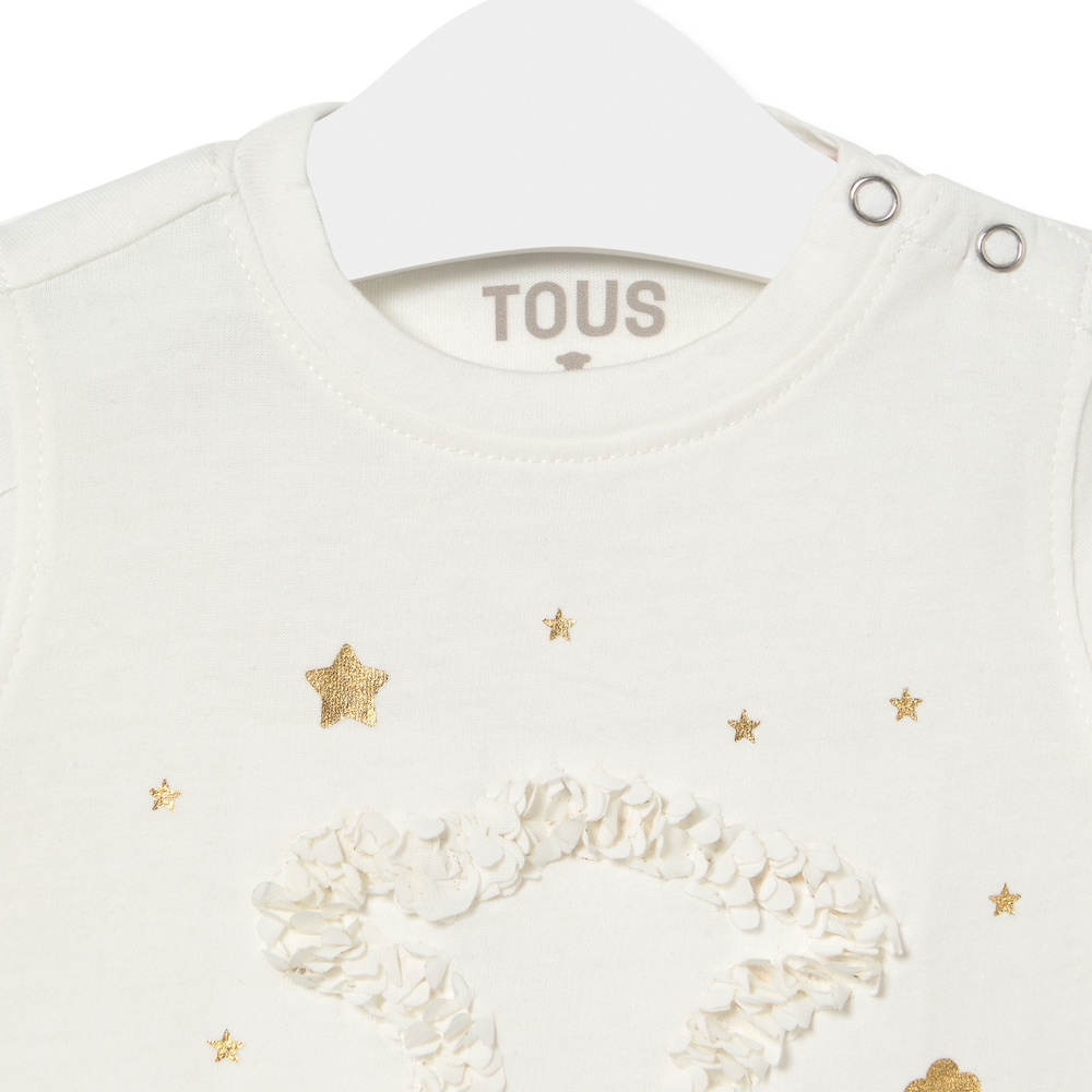 Camisola URSO e estrelinhas Casual cor crua