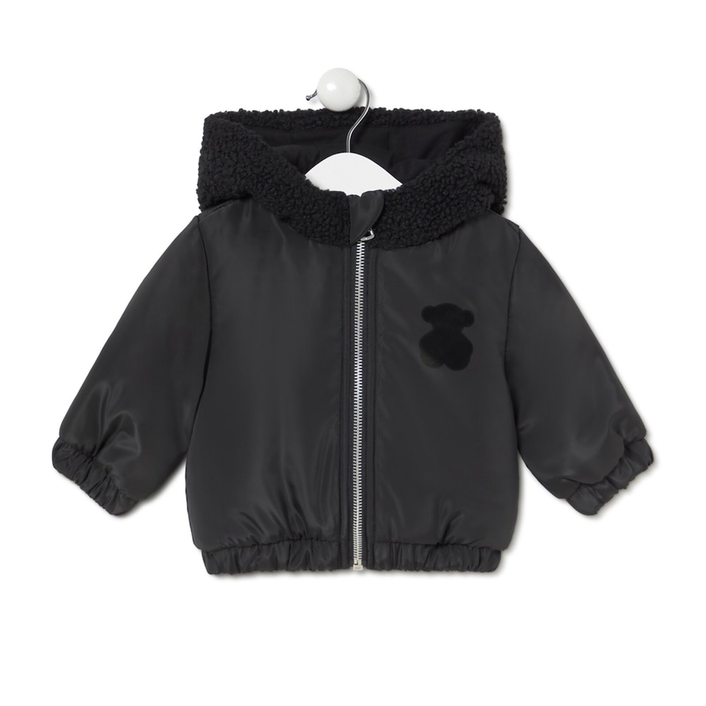 Hooded coat in Party black