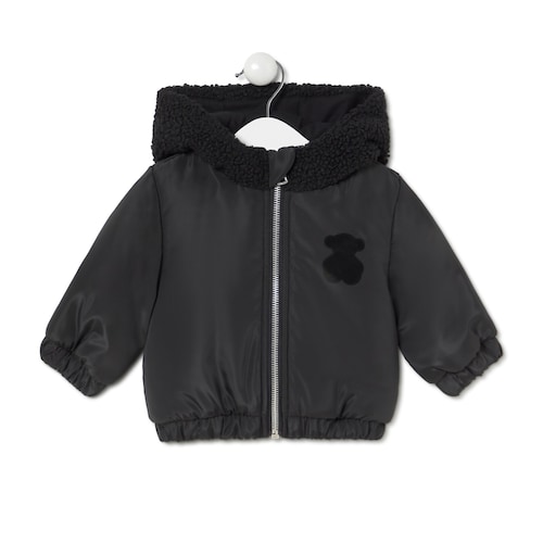 Hooded coat in Party black
