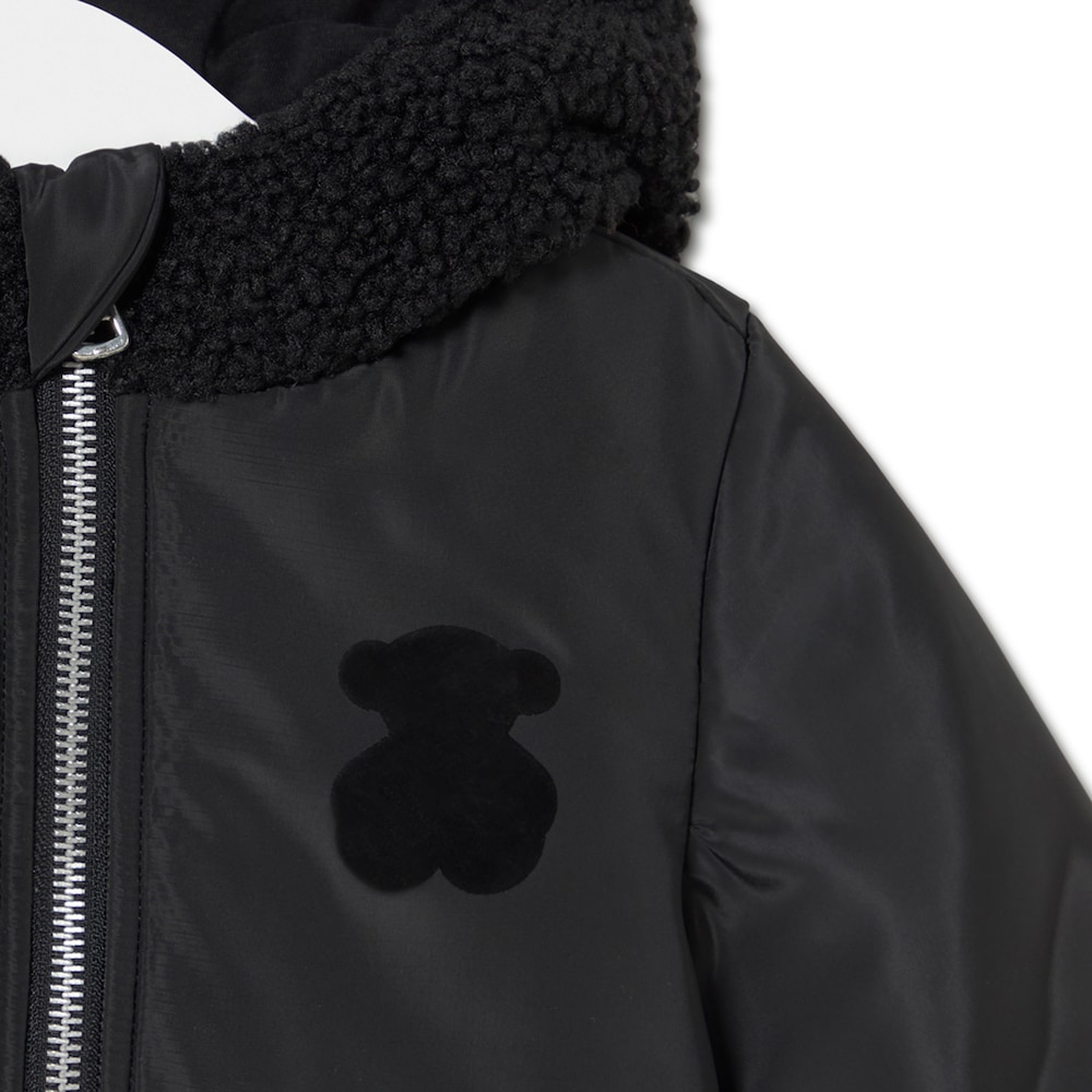 Hooded coat in Party black