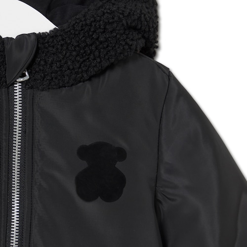 Abrigo con capucha Party negro