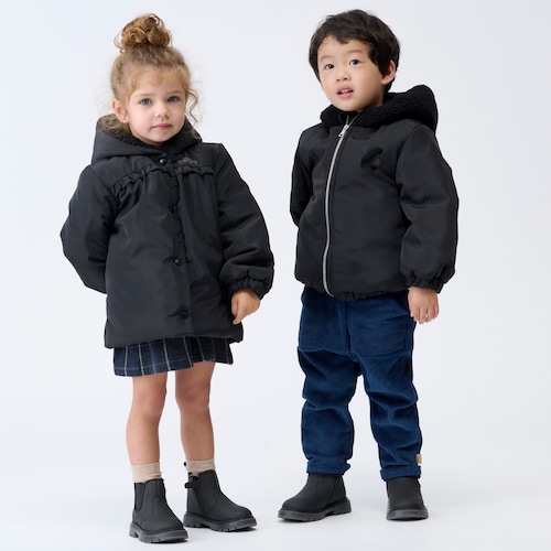 Abrigo con capucha Party negro