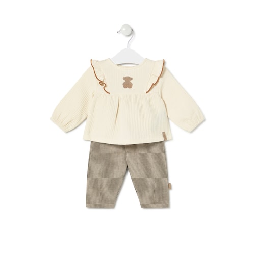 Girls outfit in Brown ecru