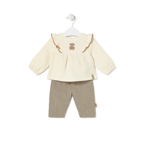 Conjunto de niña Brown crudo