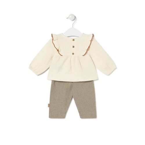 Conjunto de niña Brown crudo