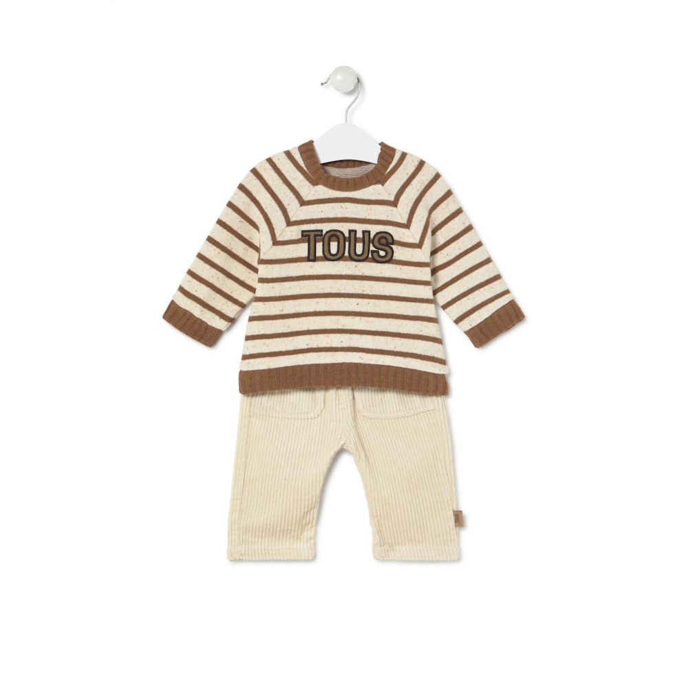 Boys outfit in Brown ecru