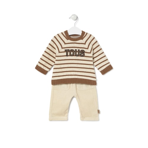 Boys outfit in Brown ecru