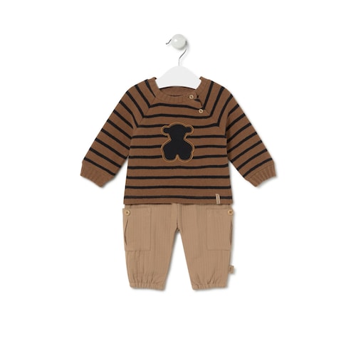 Boys outfit in Brown ecru