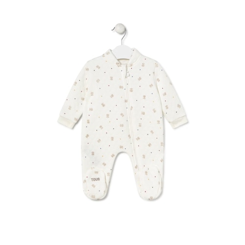Footless baby playsuit in Cosmic ecru