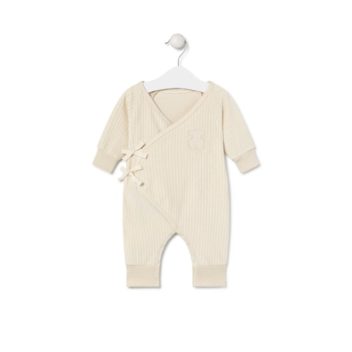 Footless baby playsuit in Arc ecru