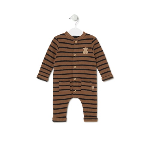 Footless baby playsuit in Brown beige