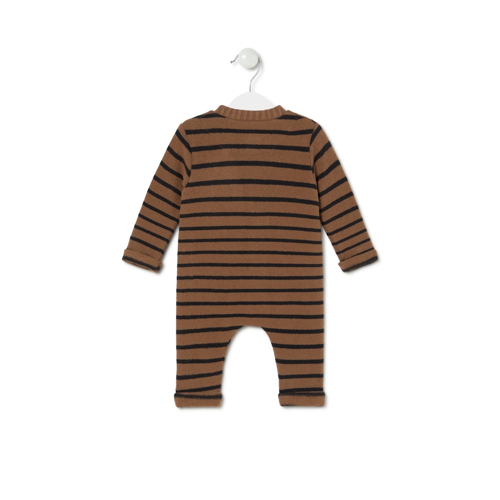 Footless baby playsuit in Brown beige