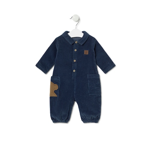Footless baby playsuit in Marine navy blue
