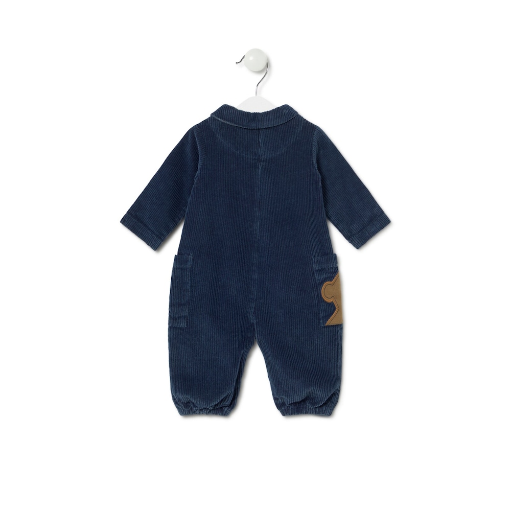 Footless baby playsuit in Marine navy blue