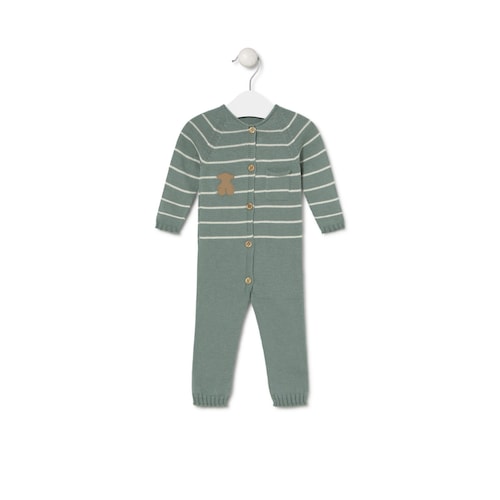Footless baby playsuit in Tricot mist
