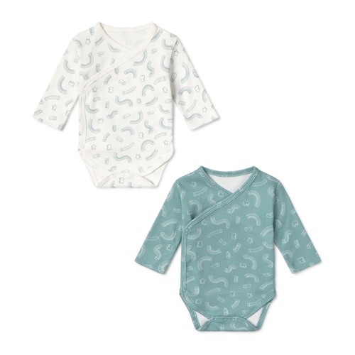Pack of wrap-over baby bodysuits in Arc mist
