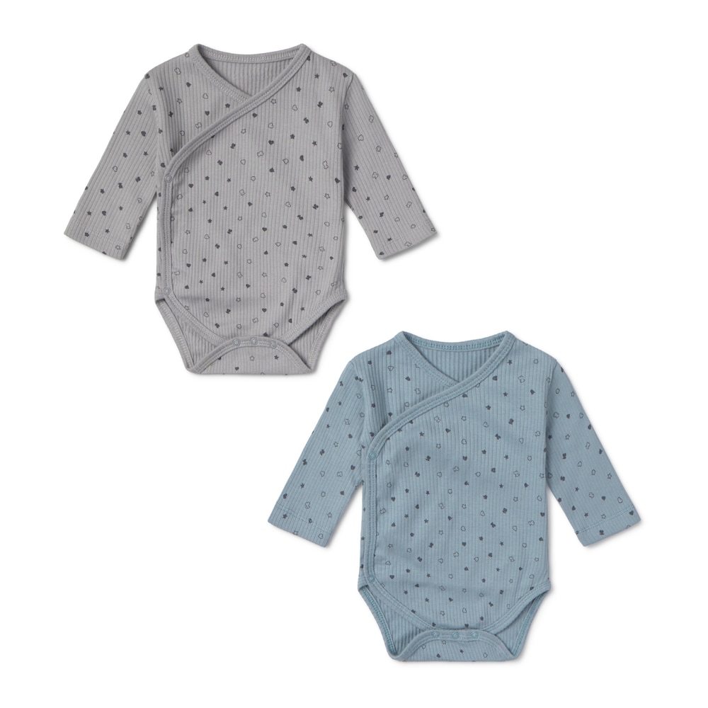 Pack of wrap-over baby bodysuits in Mini sky blue
