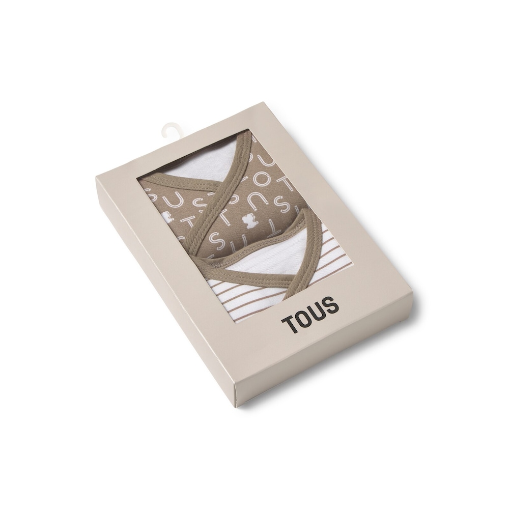 Pack de bodys de beb&eacute; cruzados Soft beige